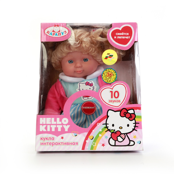 Интерактивная кукла Hello Kitty, озвученная, голубая одежда, 24 см.  
